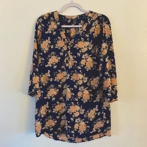 Floral Tunic with Adjustable Sleeves
